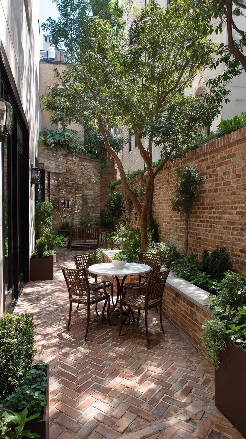 Character brick courtyard restored as a generous outdoor living space