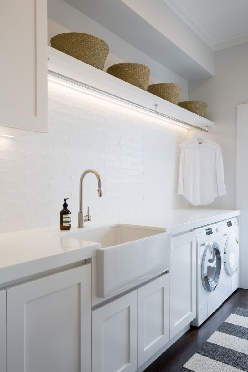Purpose-designed utility room with integrated appliances and practical storage